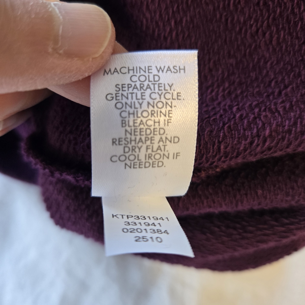 J.Jill French Terry & Cable Knit Sleeve Hoodie, Cotton, Purple, Size XL, NWT - Picture 13 of 13